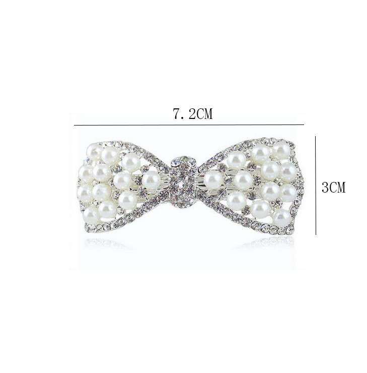 Women's Fashion Sweet Bow Knot Alloy Inlaid Pearls Diamond Artificial Rhinestones Artificial Pearls Hair Clip display picture 12