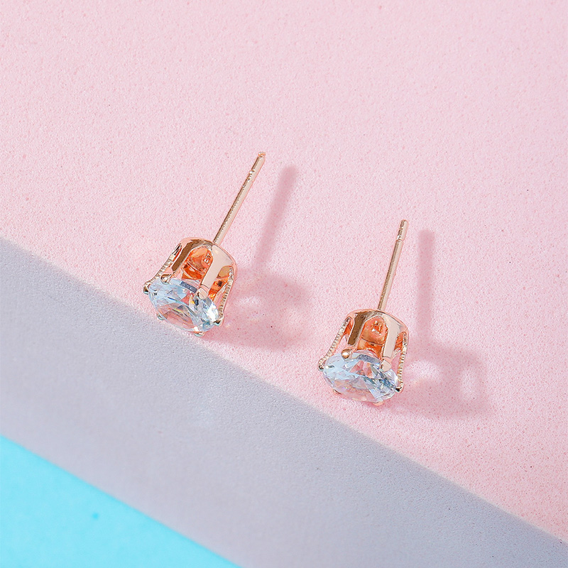 Fashion Simple Shining Crystal Zircon Inlaid Stud Earrings Wholesale display picture 3