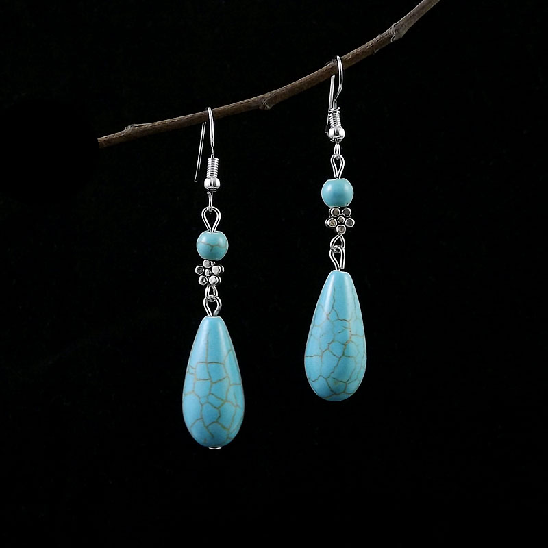 Bohemian Ethnic Style Vintage Fashion Turquoise Earrings display picture 1