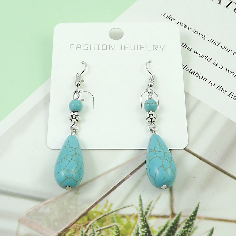 Bohemian Ethnic Style Vintage Fashion Turquoise Earrings display picture 2