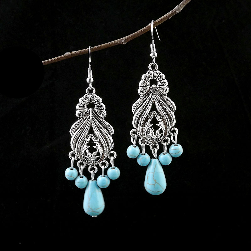 Ethnic Style Classical Retro Turquoise Earrings display picture 3