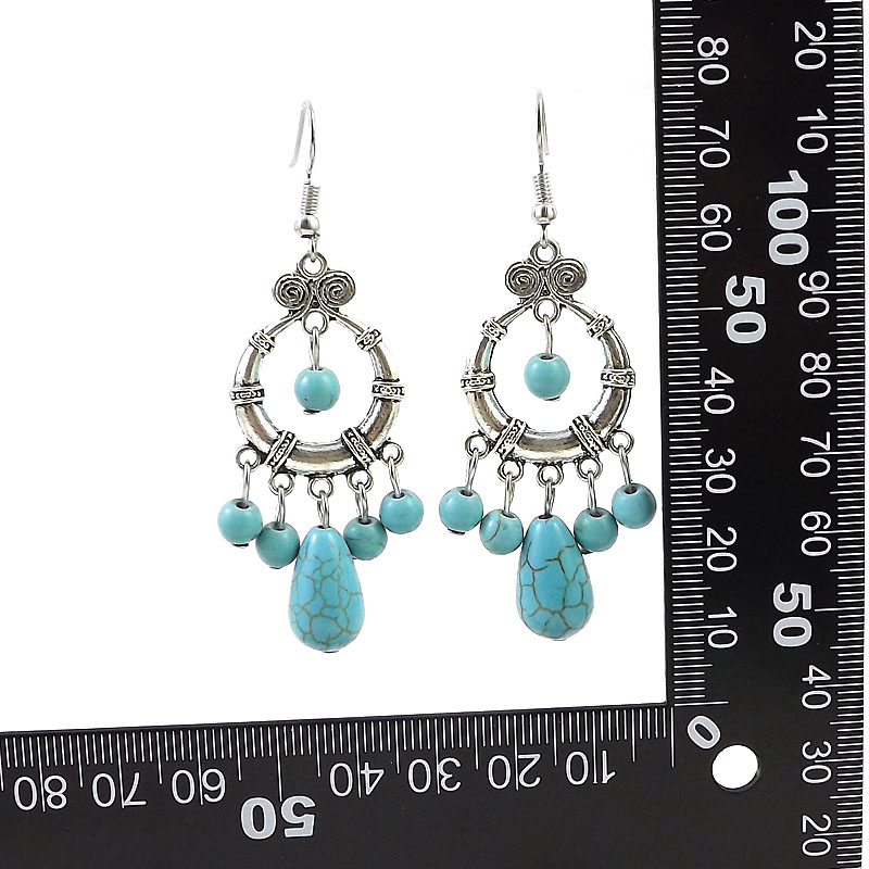 Ethnic Style Silver Turquoise Earrings display picture 4