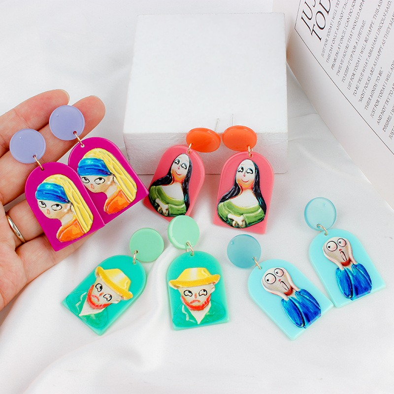 Cartoon Style Printing Arylic Synthetic Resin Earrings display picture 2