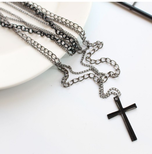 Fashion Simple Multi-layer Chain Cross Pendant Alloy Necklace display picture 3