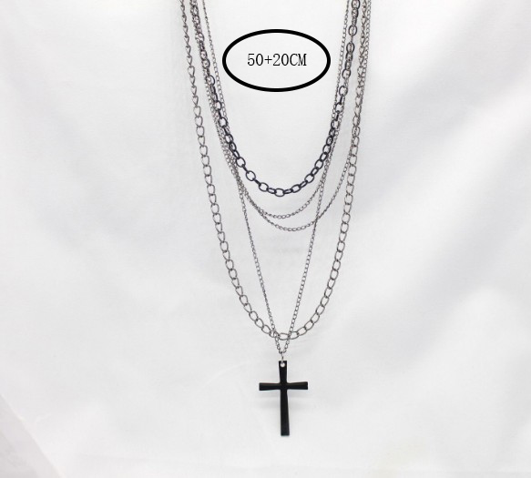 Fashion Simple Multi-layer Chain Cross Pendant Alloy Necklace display picture 6
