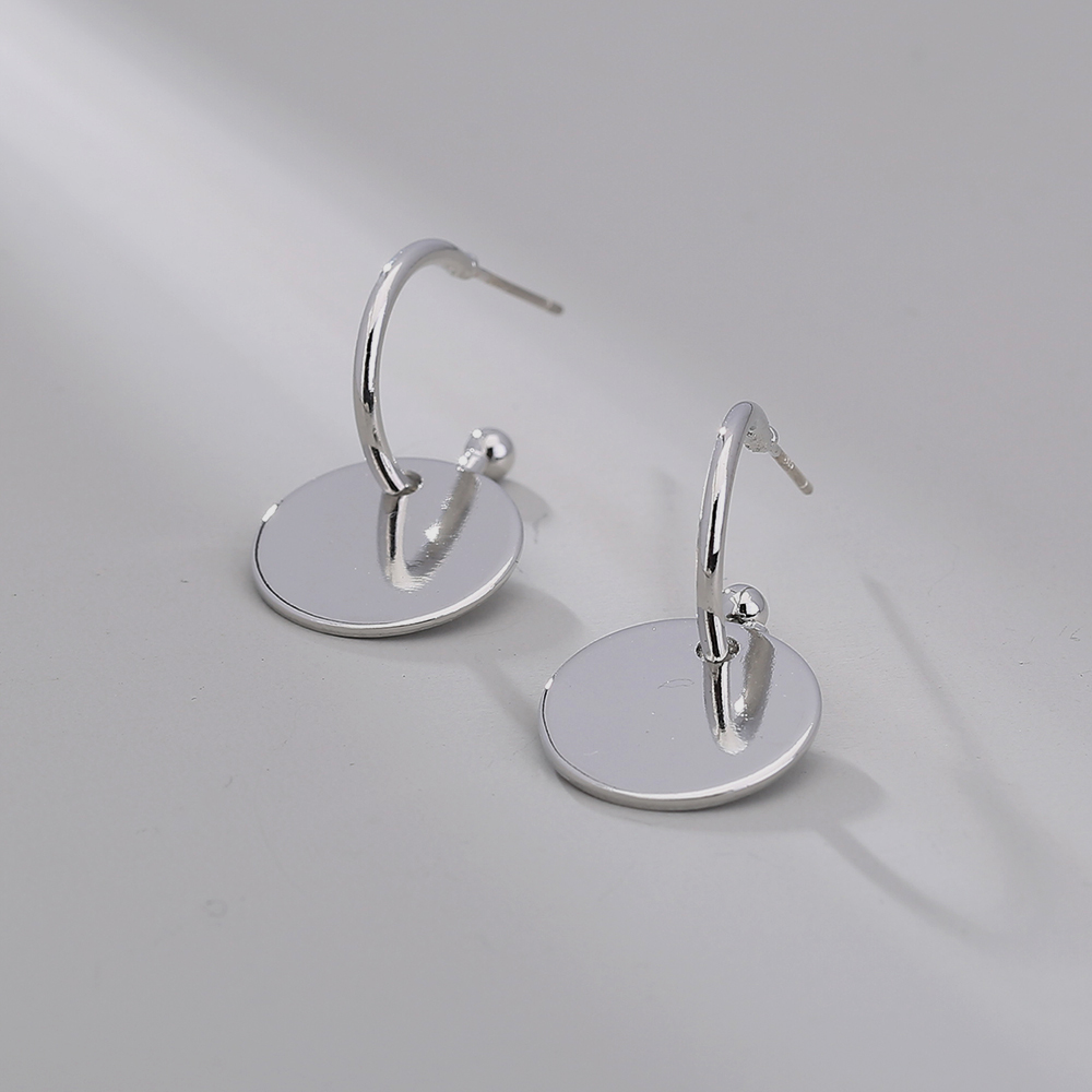 Moda Simple Metal Oblea S925 C Pendientes De Plata display picture 3