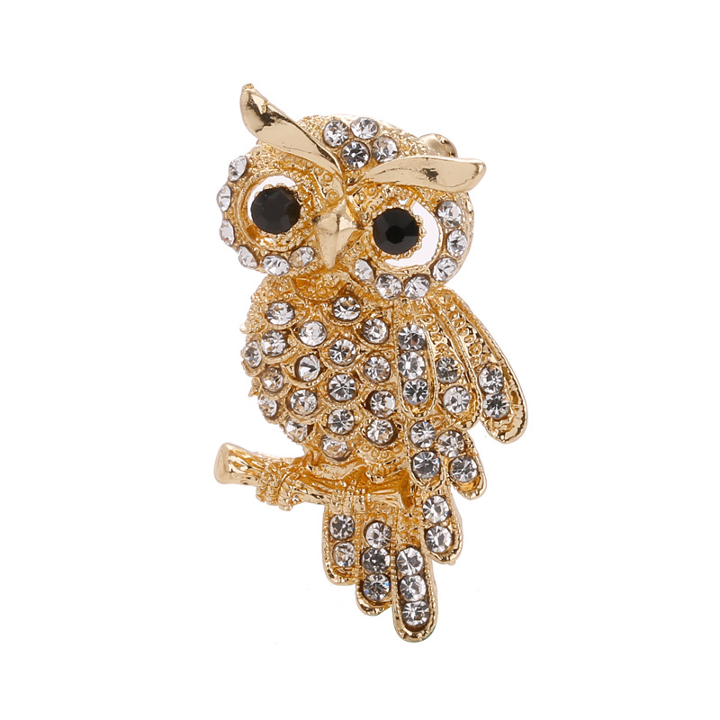 Fashion Creative Rhinestone Inlaid Cute Owl Alloy Brooch display picture 1