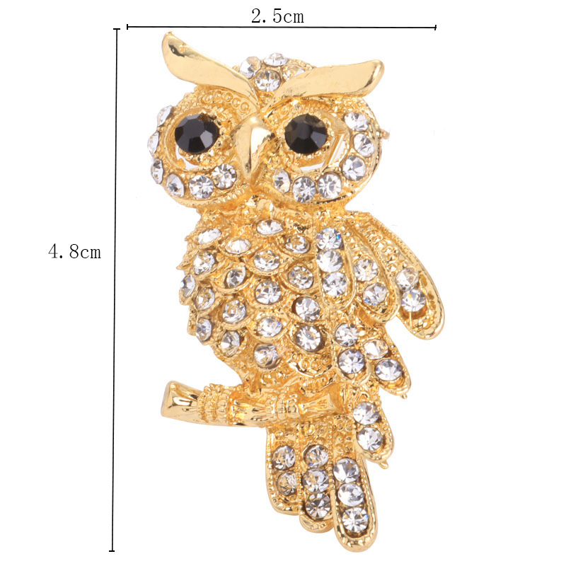 Fashion Creative Rhinestone Inlaid Cute Owl Alloy Brooch display picture 4