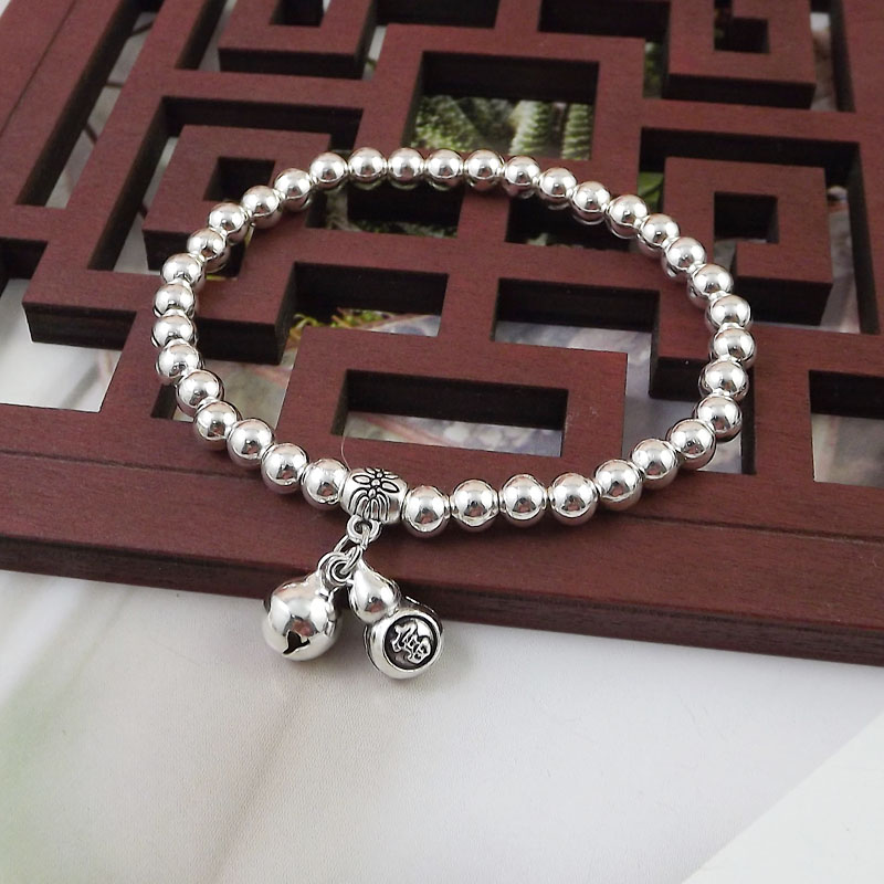 Ethnic Style 5mm Beads Silver Plated Bracelet display picture 1