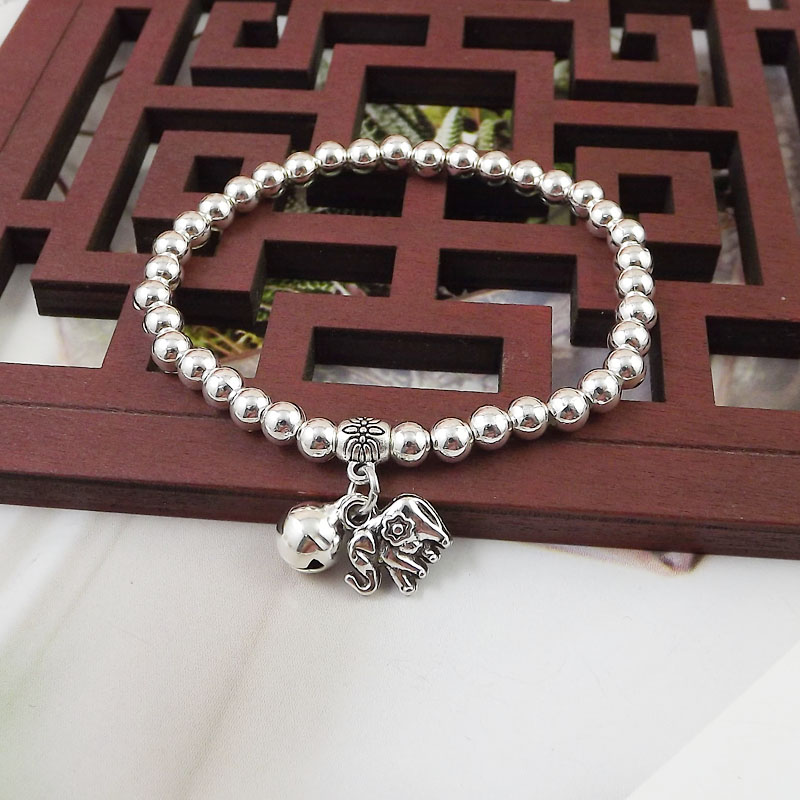 Ethnic Style 5mm Beads Silver Plated Bracelet display picture 6