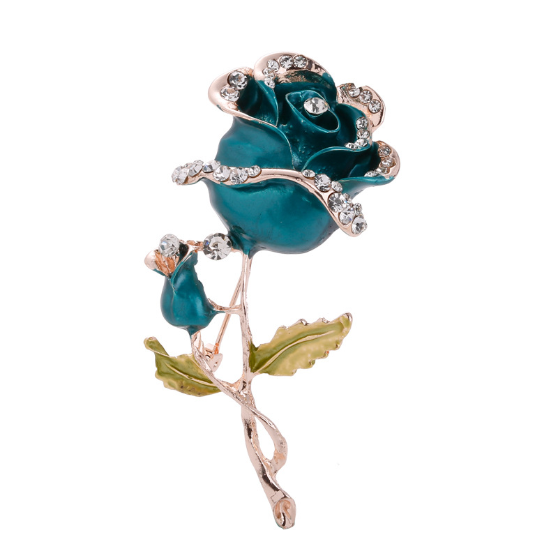 Fashion Creative Dripping Oil Rhinestone Inlaid Rose Brooch display picture 2