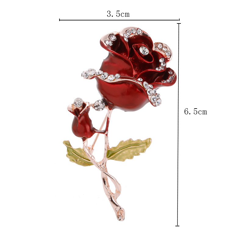Fashion Creative Dripping Oil Rhinestone Inlaid Rose Brooch display picture 4