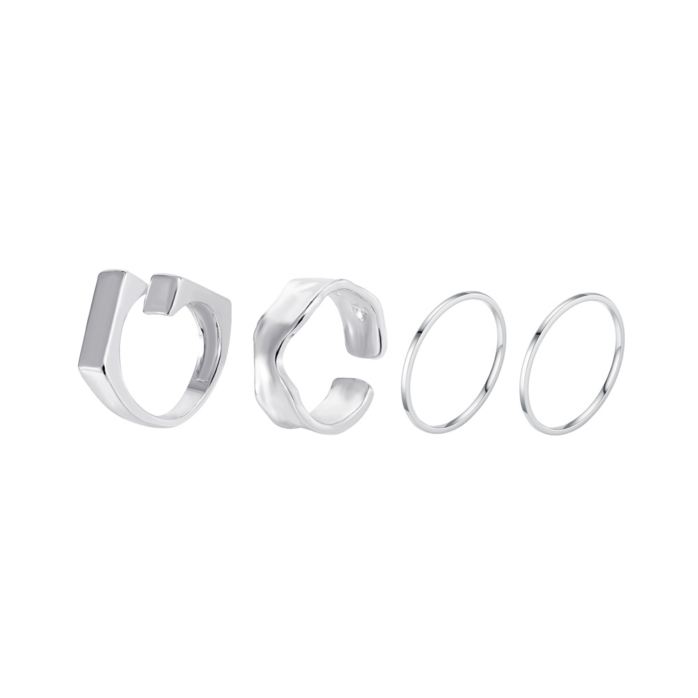 Simple Style Geometric Irregular Alloy Open Ring Four-piece Set display picture 6