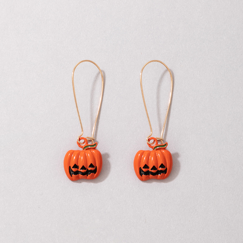Fashion Ornament Halloween Pumpkin Grimace Ear Hook Irregular Alloy Earrings display picture 4