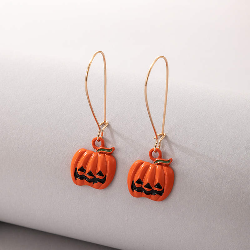 Fashion Ornament Halloween Pumpkin Grimace Ear Hook Irregular Alloy Earrings display picture 5