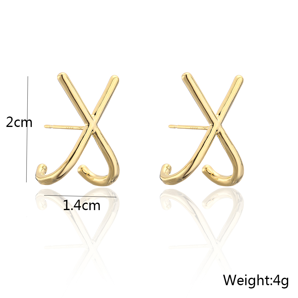 New Style Copper Plated 18k Gold Cross Geometric Stud Earrings display picture 4