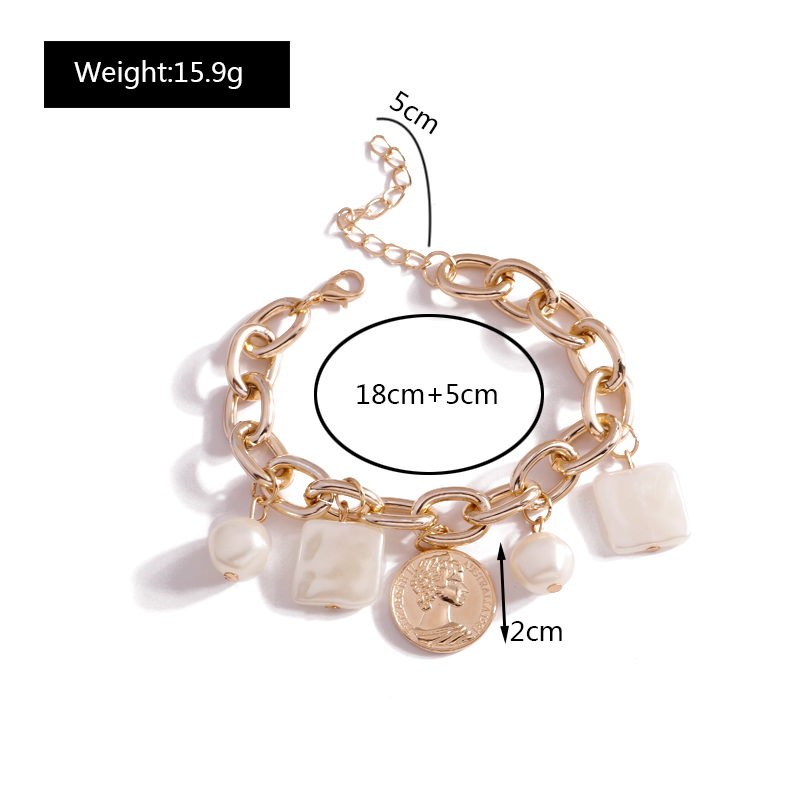 2022 Summer New Fashion Pearl Wafer Chain Bracelet display picture 1
