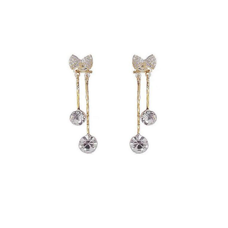 New Fashion Elegant Bowknot Rhinestone Inlaid Tassel Ear Studs For Women display picture 2