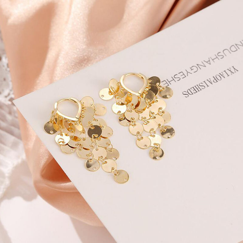 Fashion Water Drop-shaped Sequins Long Fringe Earrings Women display picture 2