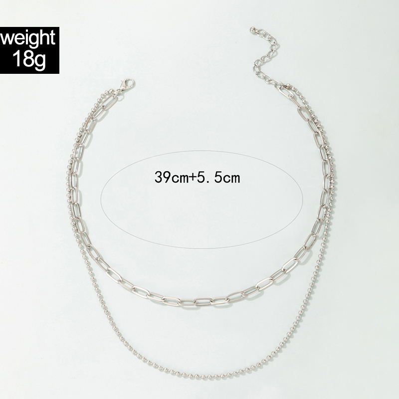 Fashion Simple String Bead Double Layer Geometric Silver Multilayer Alloy Necklace display picture 1