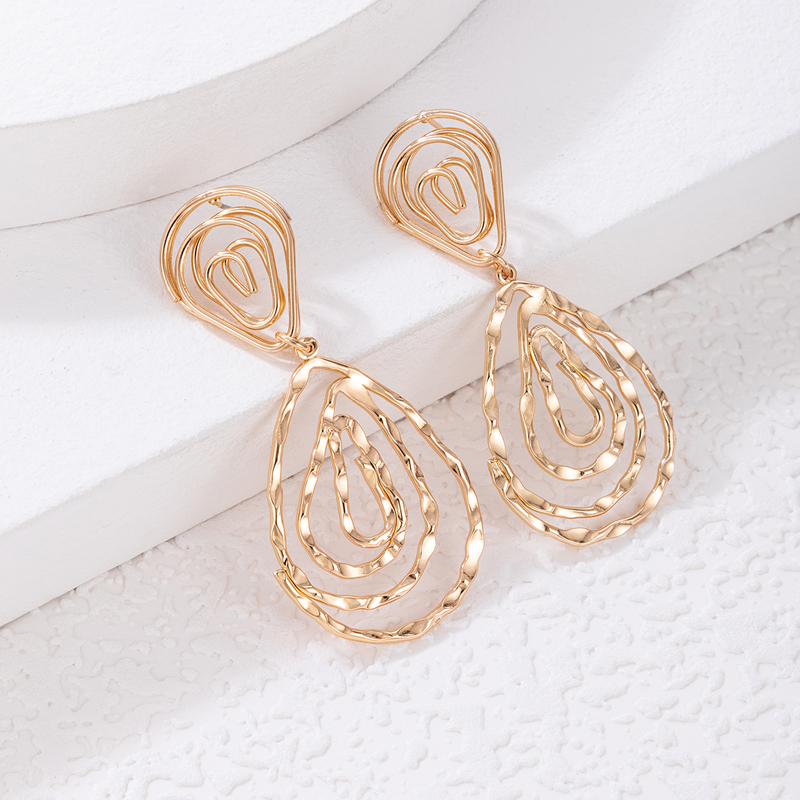 Fashion Simple Geometric Triangle Spiral Hollowed Drop Shape Alloy Earrings display picture 5
