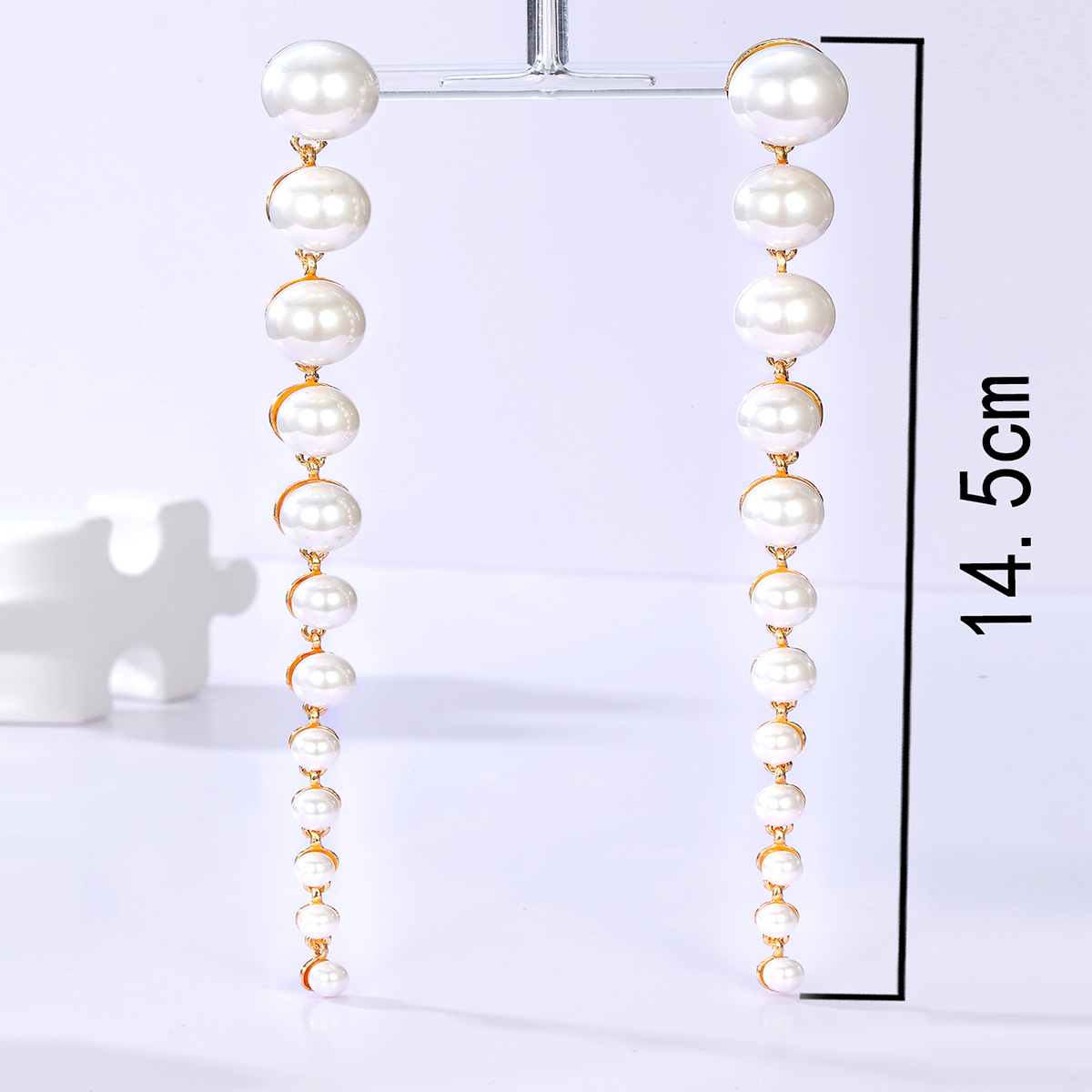 Mode Simple Gland Longue Perle Électrolytique 18k Or De Cuivre Boucles D'oreilles Gouttes Pour Les Oreilles display picture 2