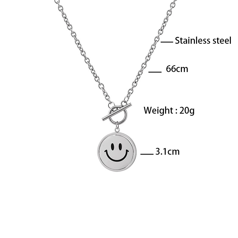 Hip-hop Stainless Steel Smiley Face Necklace Daily Copper Necklaces As Picture display picture 1