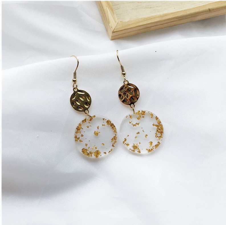 Fashion Geometric Round Pendant Gold Foil Acrylic Earring display picture 4
