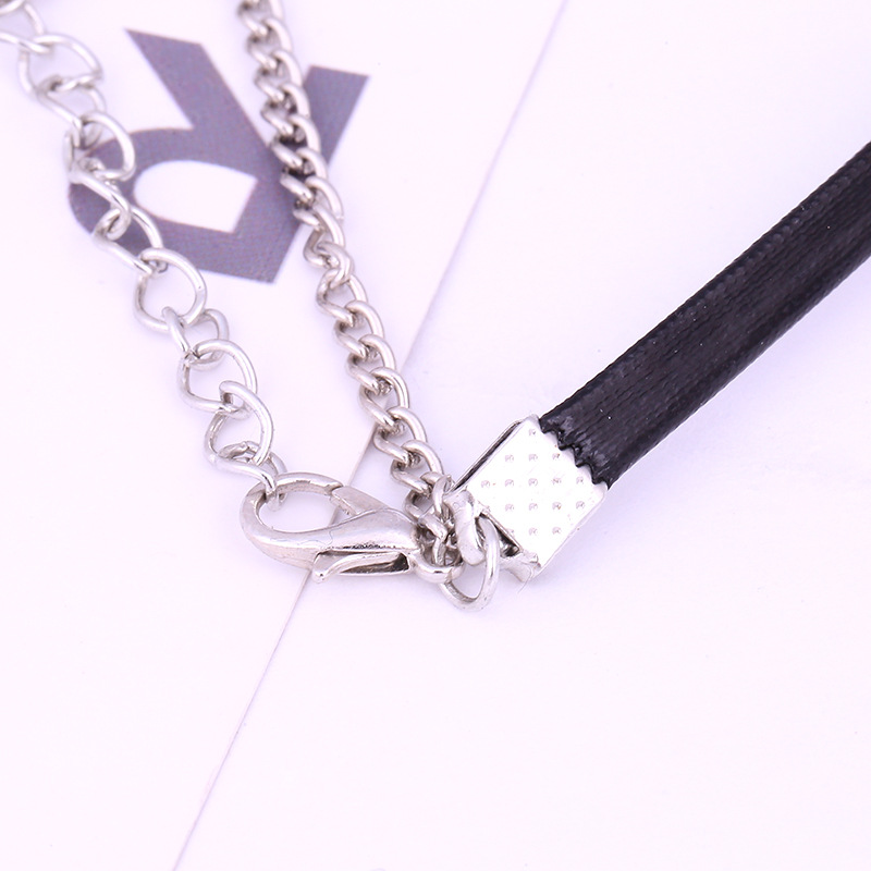 Fashion Crystal Zircon Double Layer Leather String Necklace display picture 5