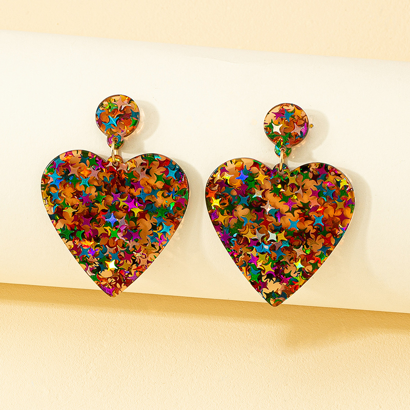 Fashion Simple Gradient Rainbow Heart-shaped Earrings display picture 1