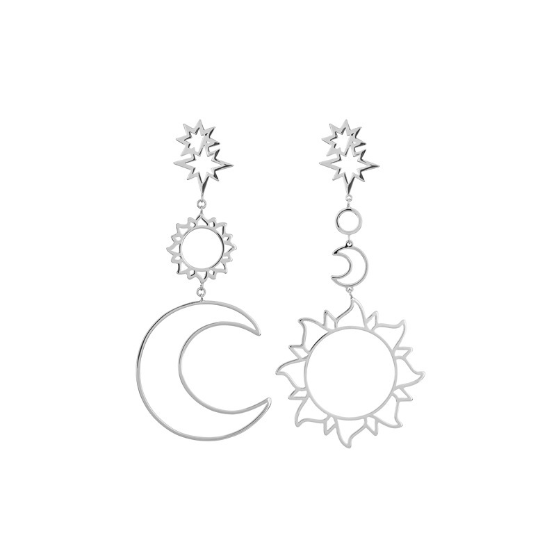 Fashion Popular Asymmetric Hollow Sun Moon Ear Studs display picture 6