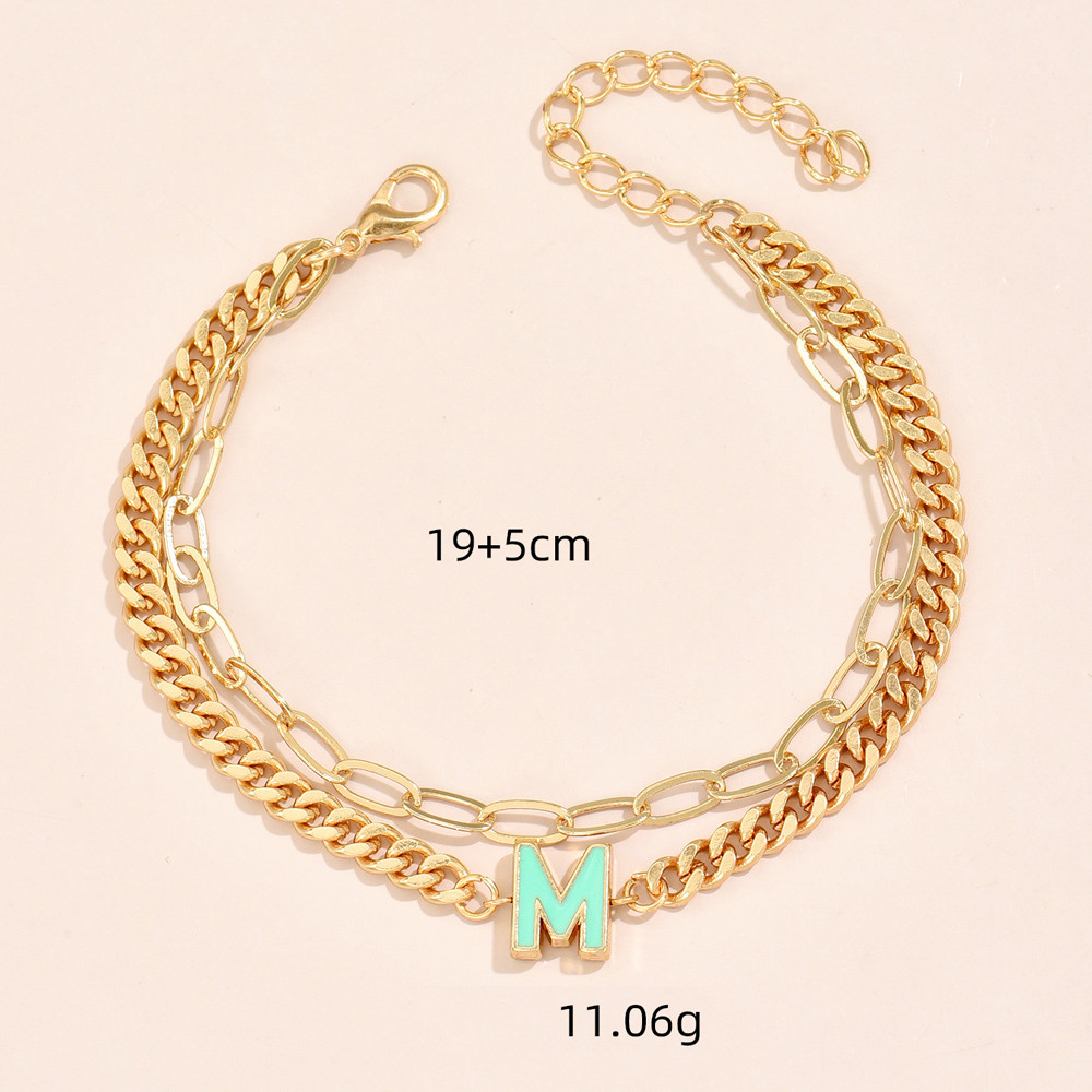 Fashion Adjustable Female Drip Letter M Wholesale Alloy Bracelet display picture 3