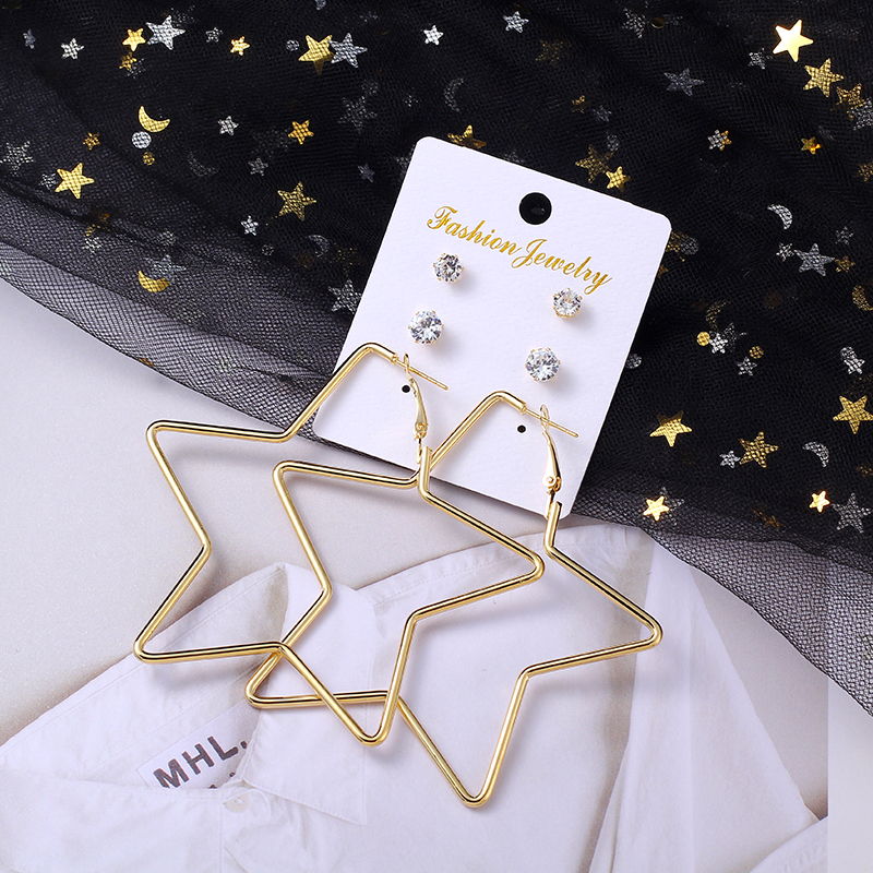 Women's Exaggerated Fashion Star Copper Earrings No Inlaid Stud Earrings 2 Pieces display picture 1