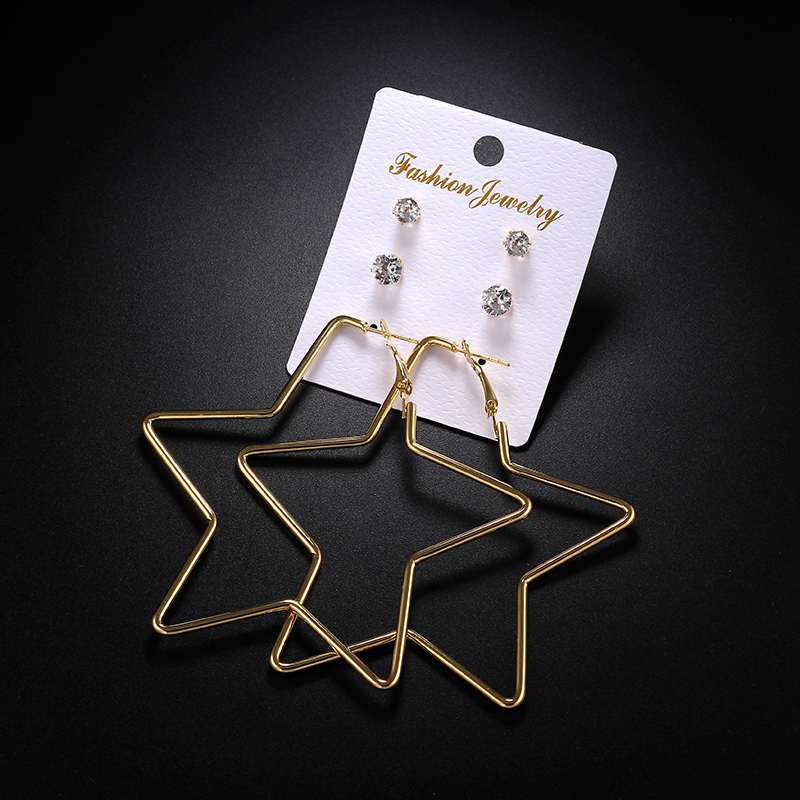 Women's Exaggerated Fashion Star Copper Earrings No Inlaid Stud Earrings 2 Pieces display picture 2