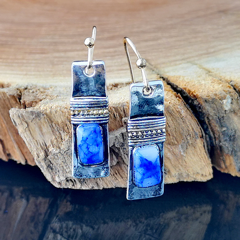 Creative Solid Color Handmade Natural Stone Inlaid Earrings display picture 4