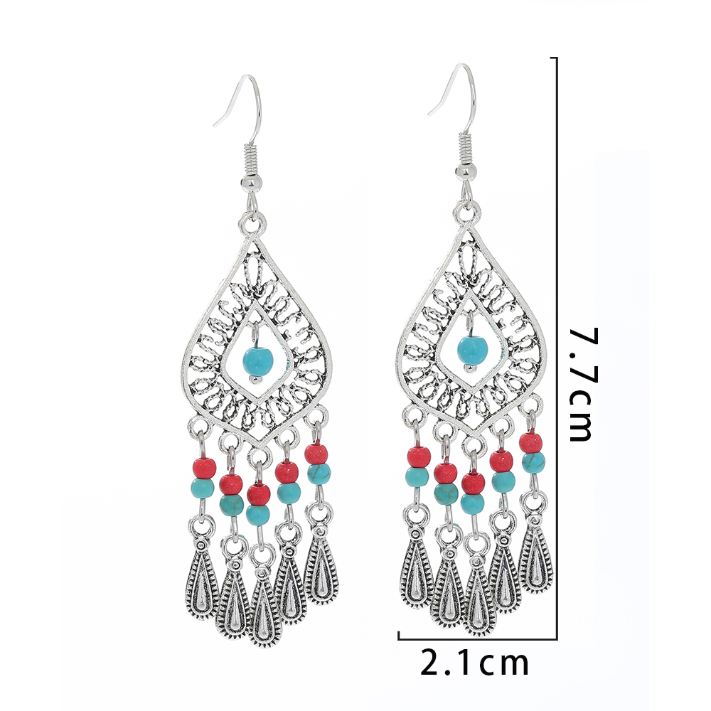 Femmes Style Ethnique Gland Alliage Boucles D'oreilles Inlay Turquoise Boucles D'oreilles Comme Image display picture 6