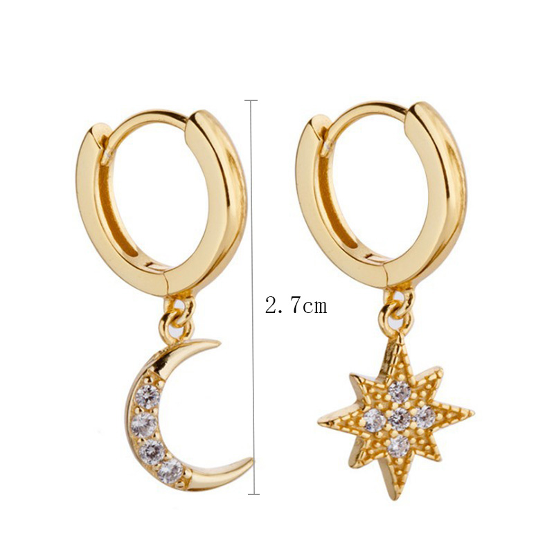 Fashion Alloy Star Moon Earrings Daily Plating Rhinestone Drop Earrings 1 Set display picture 1