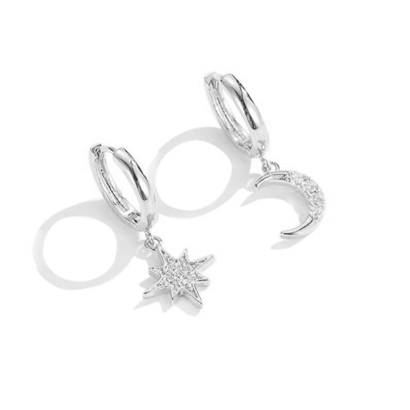 Fashion Alloy Star Moon Earrings Daily Plating Rhinestone Drop Earrings 1 Set display picture 3