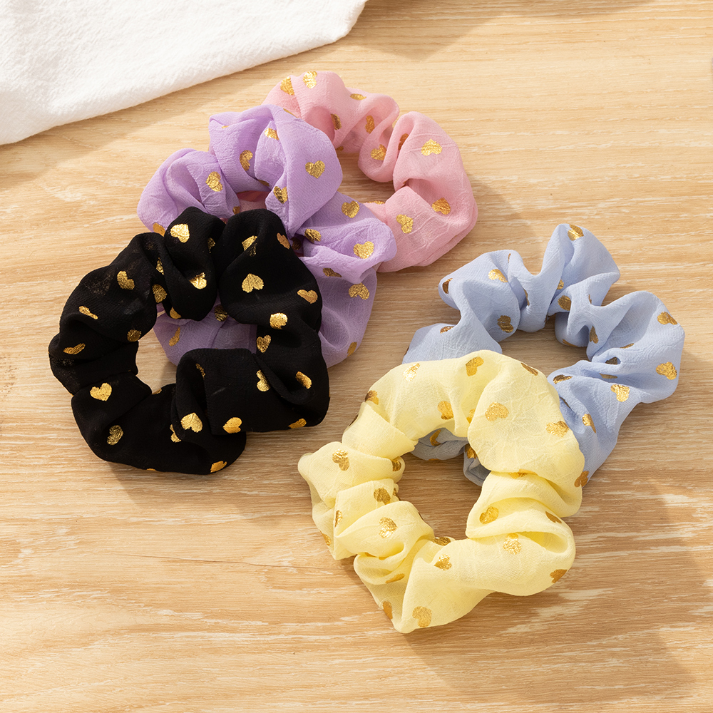 Simple New Style Women's Golden Heart Pattern Hair Scrunchies display picture 2