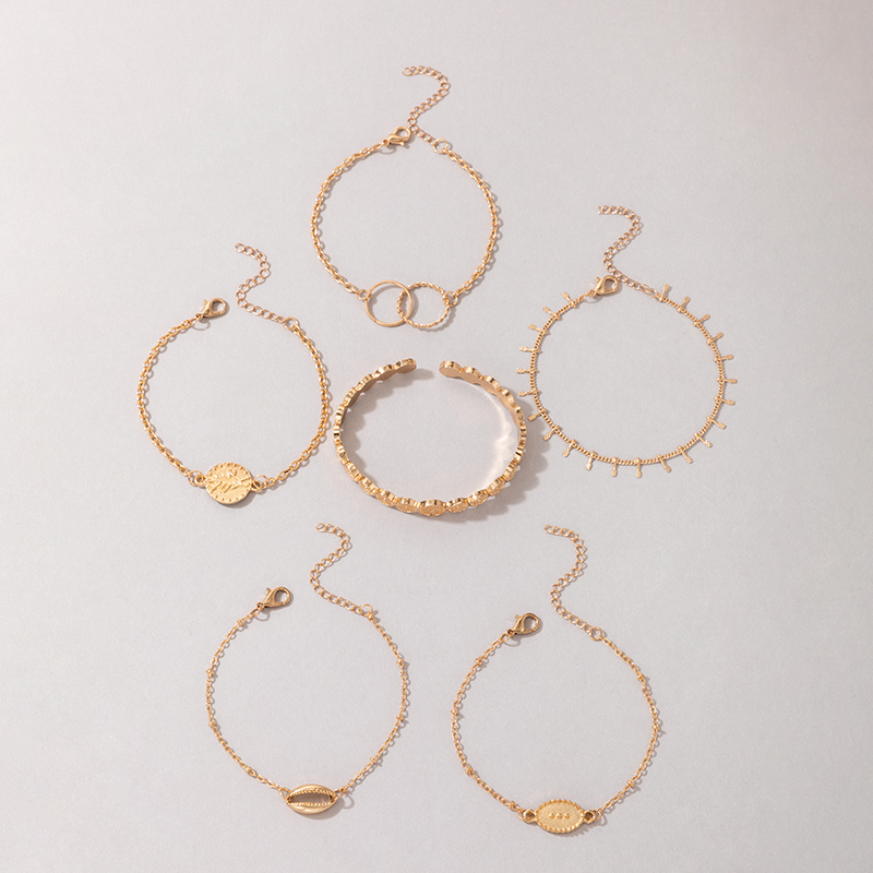 Fashion Bohemian Style Simple Geometric Circle Shell Flower 6-piece Alloy Bracelet display picture 4