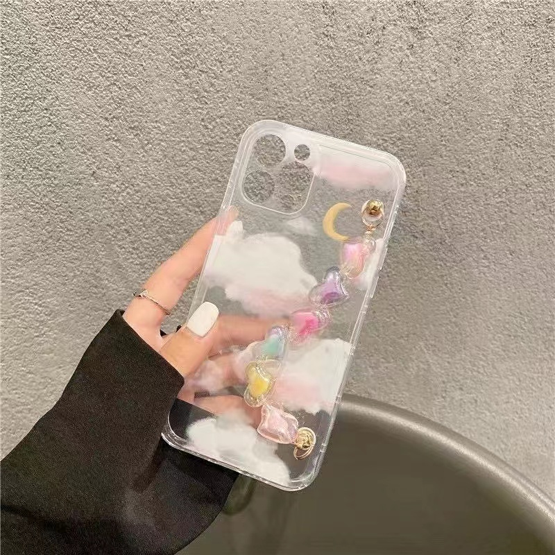 Funda Para Teléfono Con Diseño De Nubes Bonitas Pulsera De Corazón Colorido Iphone 12 Pro Max display picture 3