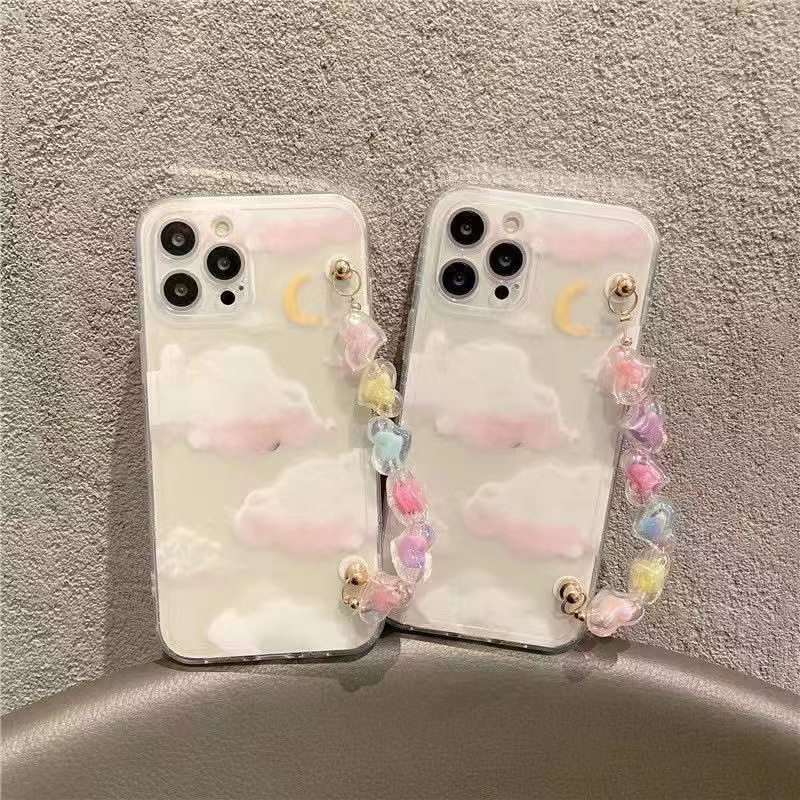 Mignon Nuage Motif Coloré Coeur Bracelet Iphone 12 Pro Max Téléphone Cas display picture 4