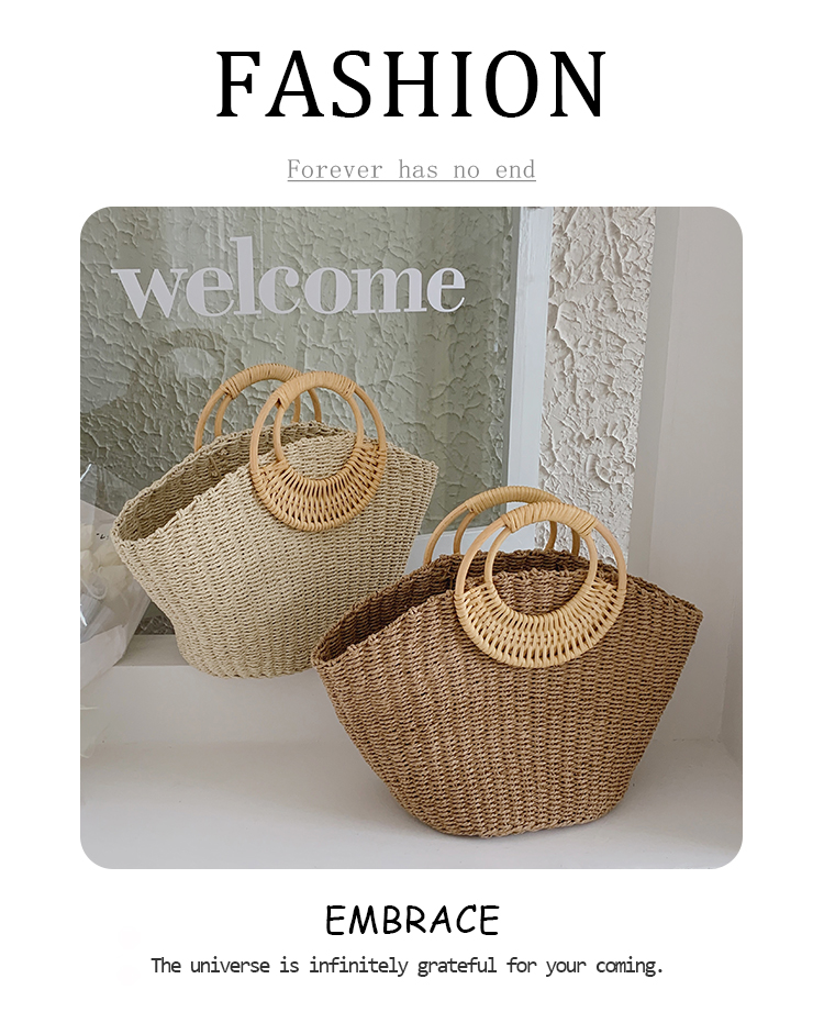 Fashion Straw Woven Women's 2022 New Summer Portable Shopping Basket Bag display picture 1