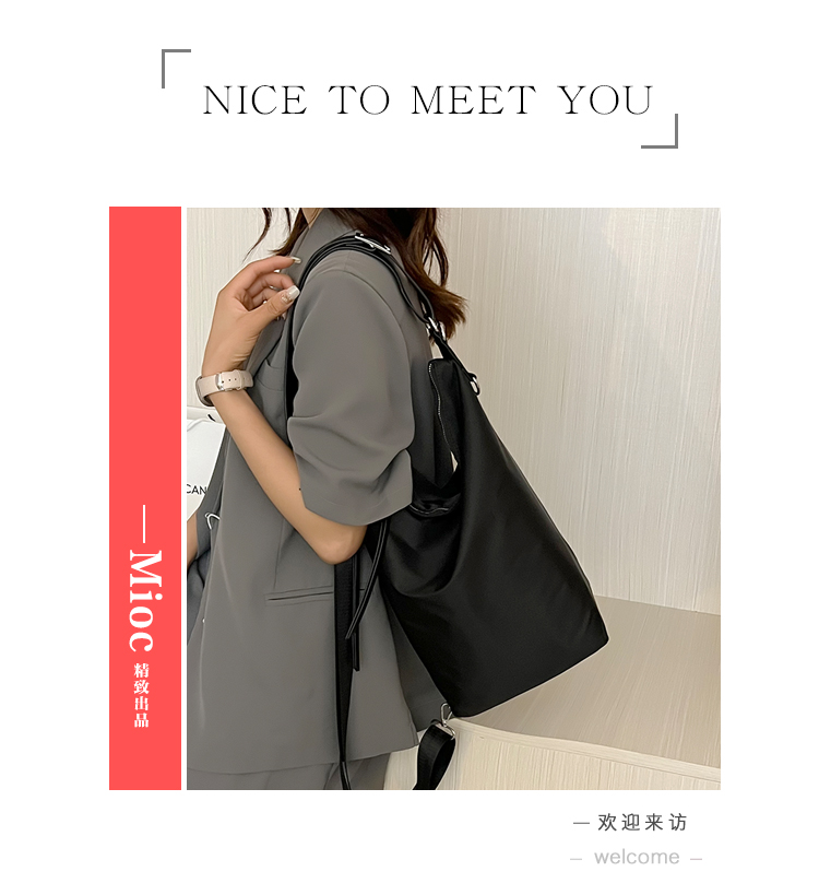 Black Nylon Canvas Women's Large Capacity 2022 New Summer Casual Tote Bag display picture 1