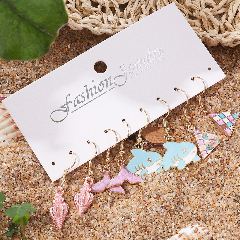 Fashion Ocean Animal Whale Shell Triangle Earrings Set display picture 1