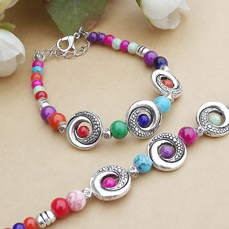 Ethnic Retro Jewelry Accessories Colorful Beads Micro Glass Bead Women's Alloy Bracelet display picture 1