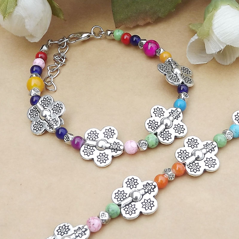 Ethnic Retro Jewelry Accessories Colorful Beads Women's Alloy Bracelet display picture 1