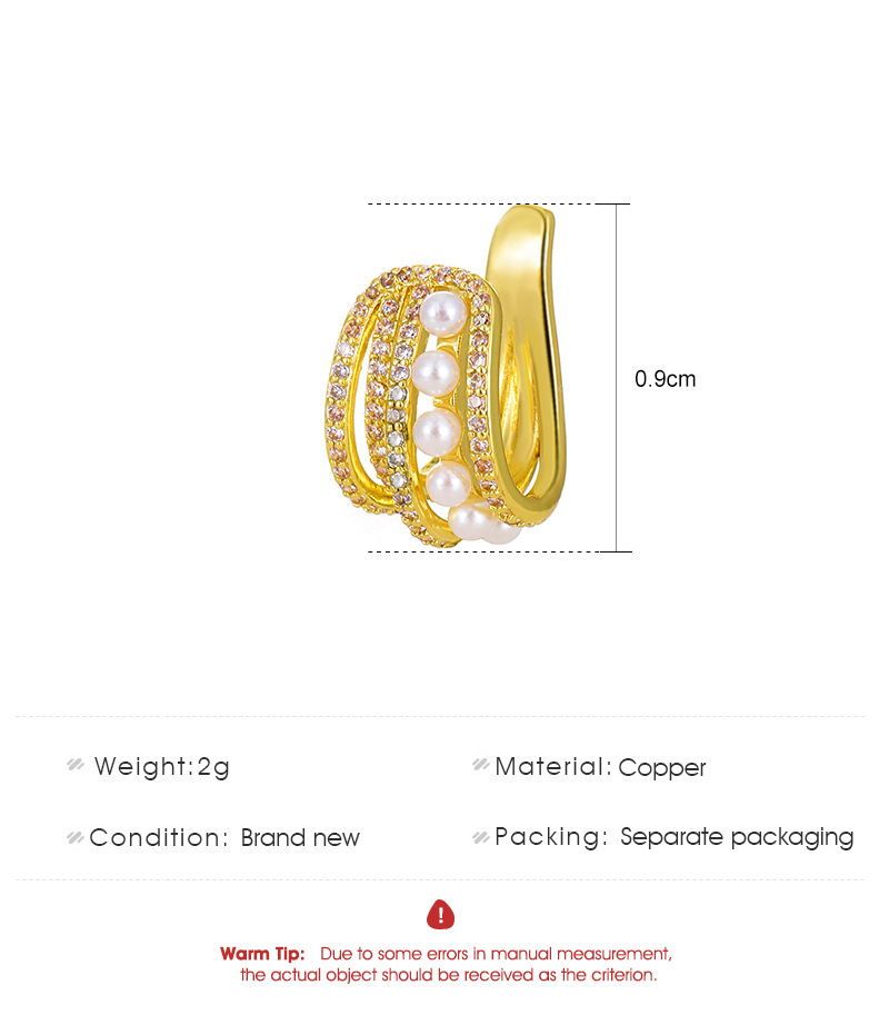 Clip De Oreja Simple De Diamante Completo Multicapa Hueco En Forma De C Elegante A La Moda display picture 1