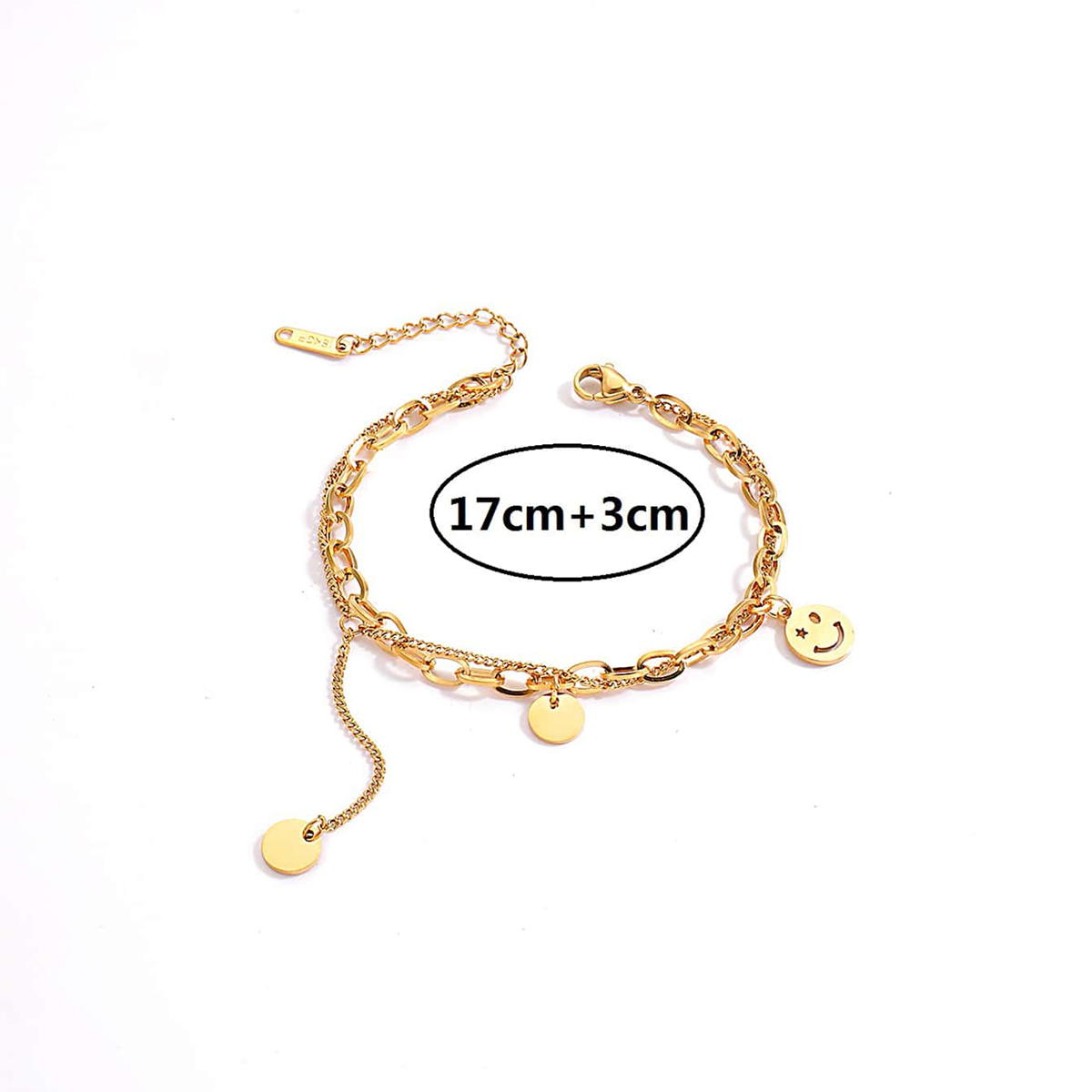 Mode Creative Creux Smiley Visage Double Couche Placage 18k D'or De Cuivre Bracelet display picture 4