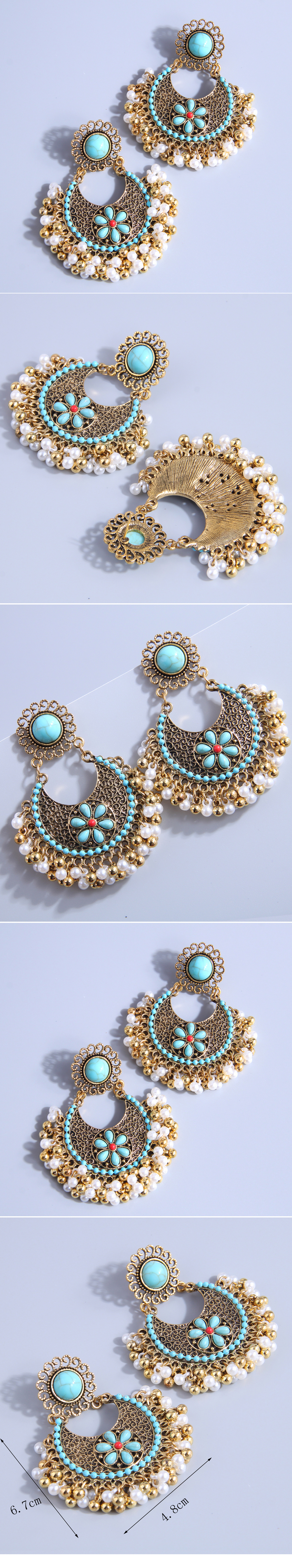 Fashion Vintage Bohemian Style Drop Spike Ear Stud display picture 1